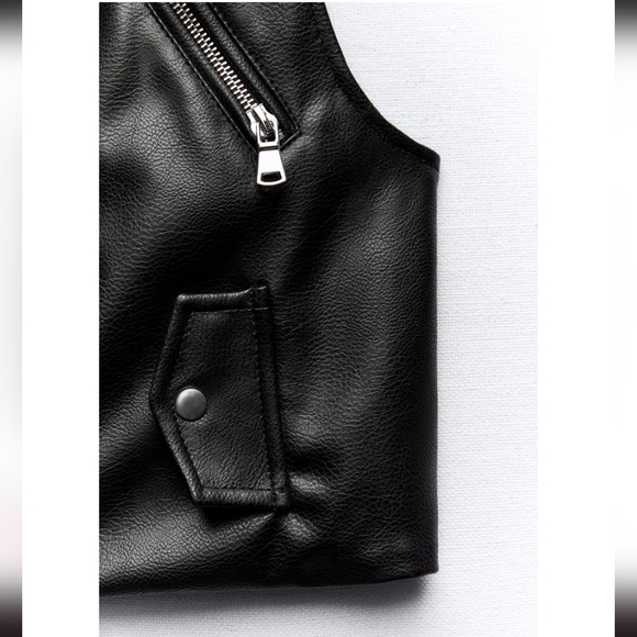 NWOT ZARA FAUL LEATHER BIKER VEST- SIZE MEDIUM - Picture 8 of 8